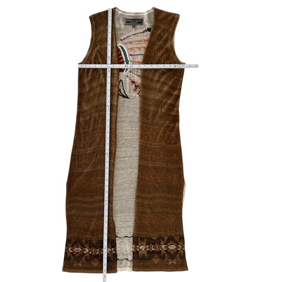 Double D Ranch Embroidered Native American Chief Western Cardigan Vest Duster S - Picture 8 of 15